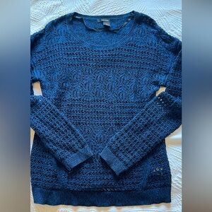 DKNY Blue 100% Cotton Open Knit Sweater